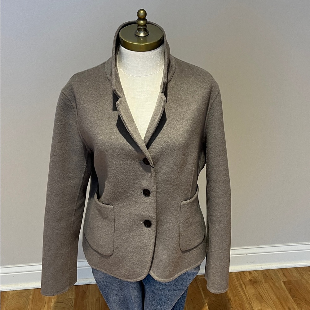 NEW! Zara wool blend grey felt fitted blazer jacket size M